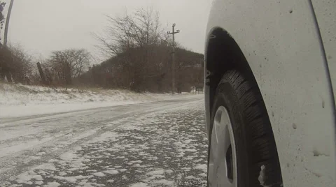 Car on the slippery road Stock Footage 45893483