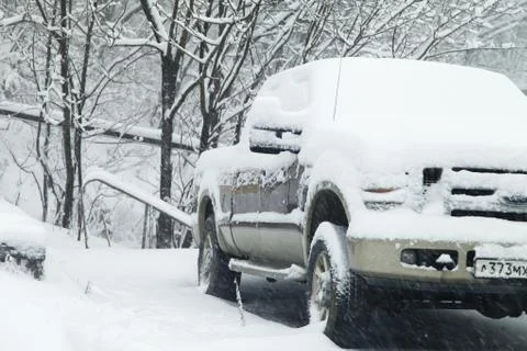 The car in snow Stock Photos