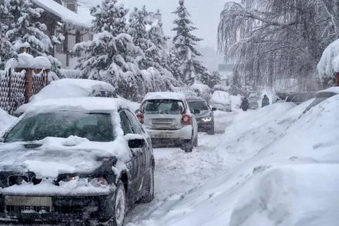 Car in the snow. Stock Photos