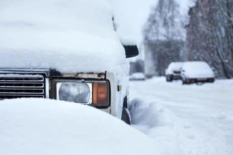 Car in the snow Stock Photos