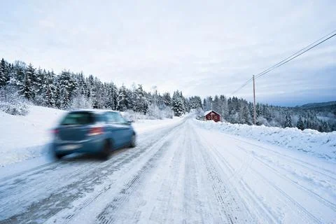 Car in the snow Stock Photos