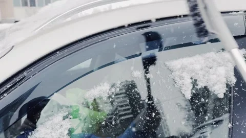 A car with snow on the windshield and wipers Stock Footage 276065068