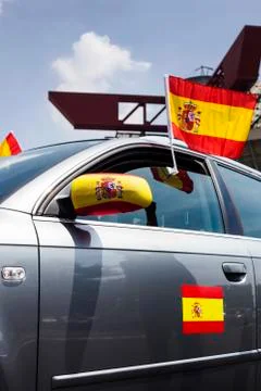 Car with spain flags Stock Photos