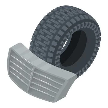 Car sparepart icon isometric vector. New black car tire and radiator grille icon Ilustración de archivo