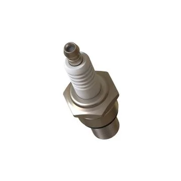 Car spark plug used for ignition, Spark plug after use, isolate on white back Stock Illustration