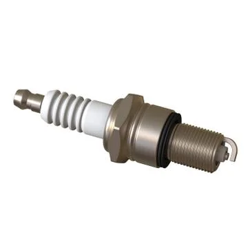 Car spark plug used for ignition, Spark plug after use, isolate on white back Stock Photos