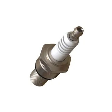 Car spark plug used for ignition, Spark plug after use, isolate on white back Foto stock