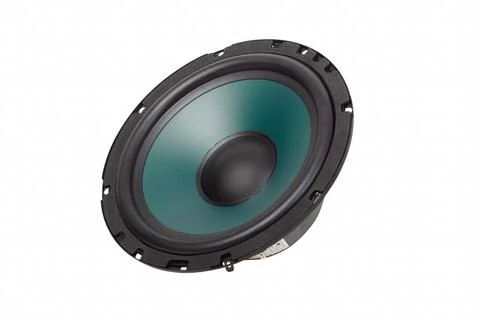 Car speaker with green diffuser isolated on white background Stock Photos