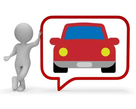 Car Speech Bubble Shows Communication Gossip 3d Rendering Stockillustratie