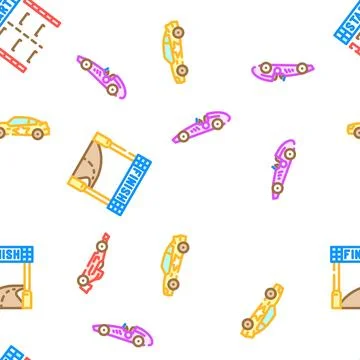 Car speed auto race vector seamless pattern Stock Illustration