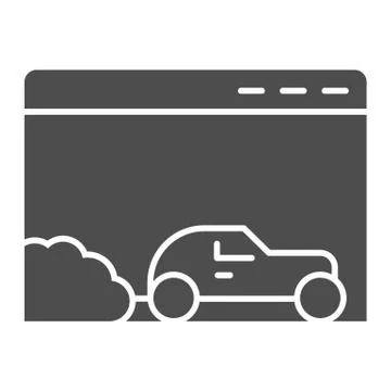 Car speed browser solid icon. Web window with vehicle and frame. Internet イラスト素材