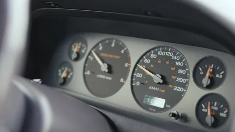Car speedometer accelerating during driving on the highway Stock Footage 321939146