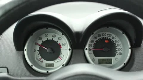 Car speedometer, accelerating, tachometer moving Stock Footage 10813378