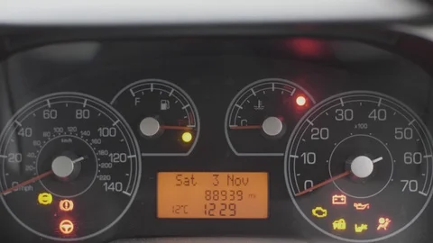 Car speedometer and light display Stock Footage 112341777