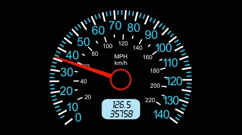 Car speedometer and moving pointer, on a black screen  background. 4k animati Video stock 44158437