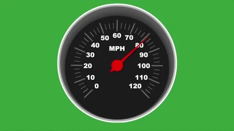 Car speedometer animation showing mph speed increase on green screen Stock Footage 330850547