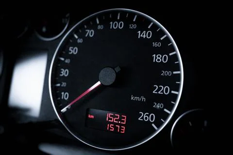 Car speedometer, close up. Stock Photos