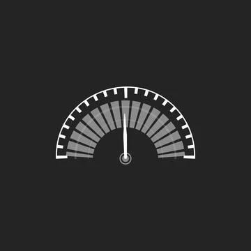 Car speedometer dashboard, monochrome gray semicircle scale, vector gauge panel Stock Illustration