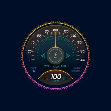 Car speedometer dial, dashboard, counter interface Stock Illustration