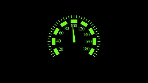 Car speedometer dial with needle pointing minimalist animation Stock Footage 337181542
