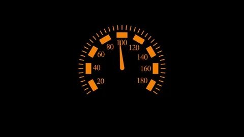 Car speedometer dial with needle pointing minimalist animation Stock Footage 337181547