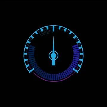 Car speedometer, digital neon LED light gauge, vector speed motion hud panel Stock Illustration