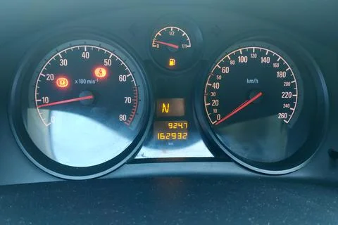 Car speedometer, highlighting errors in the mechanism and operation of the ca 写真素材