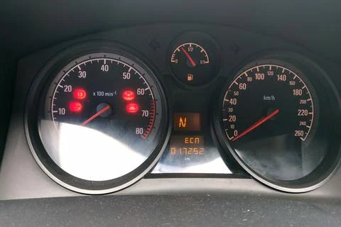 Car speedometer, highlighting errors in the mechanism and operation of the ca Stock Photos