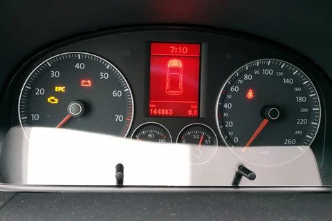 Car speedometer, highlighting errors in the mechanism and operation of the ca Stock Photos