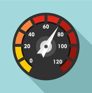 Car speedometer icon, flat style Stock Illustration