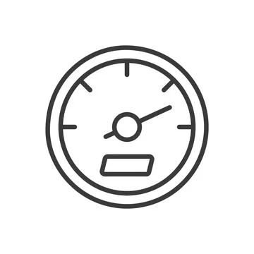 Car speedometer icon in line design. Car, speedometer, vehicle, dashboard, gauge Stock Illustration