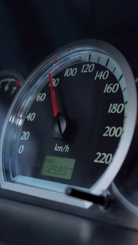Car speedometer indicating speed on the dashboard Stock Footage 341441891