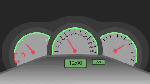 Car speedometer, with the needle climbing higher as the speed increases. 動画素材 282672821