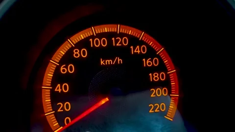 Car Speedometer Pull Over Left After Speeding with Orange and Black Color Vídeos de archivo 327765666