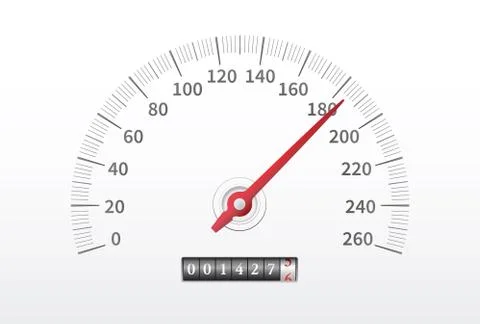 Car speedometer. Realistic speedometer with speed level scale Stock Illustration