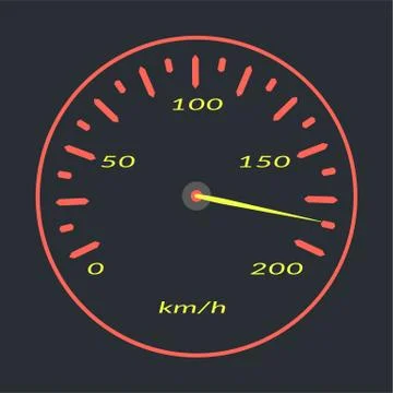 Car speedometer with red lights. Isolated vector Stock Illustration