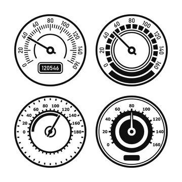 Car Speedometer Set on White Background. Vector 库存插图