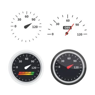 Car speedometer with speed level scale. Dashboard element panel speed Stock Illustration