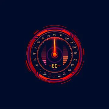 Car speedometer, speed meter futuristic gauge dial Stock Illustration