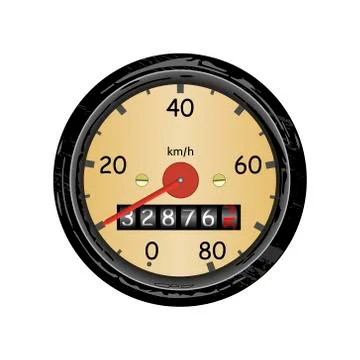 Car speedometer with speed scale and kilometer counter. Vector illustration. Stock Illustration
