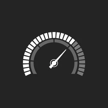 Car speedometer, vector monochrome gray scale semicircle digital gauge Stock Illustration