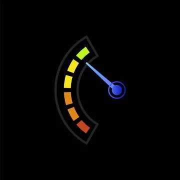Car speedometer, yellow orange scale semicircle digital gauge, vector accelerate Illustrazione stock