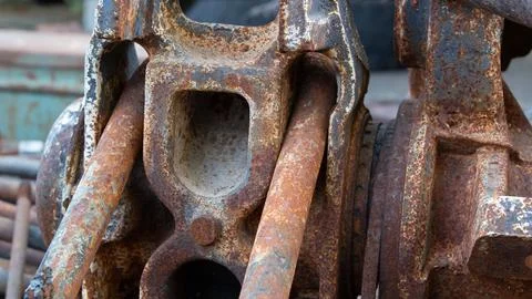 Car spring mounting in a rusty non-working state Stock Photos