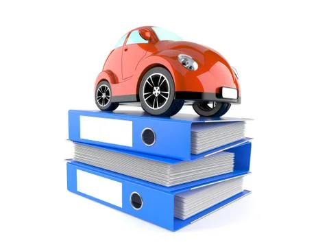 Car on stack of ring binders Illustrazione stock