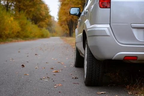 Car standing on the wayside Stock Photos