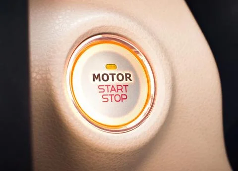 Car start button, MOTOR START STOP switch or Push start with keyless Foto stock