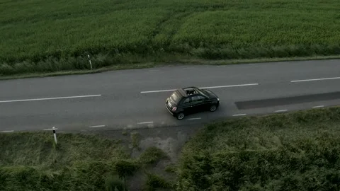 Car start from countryside road Stock Footage 153795166