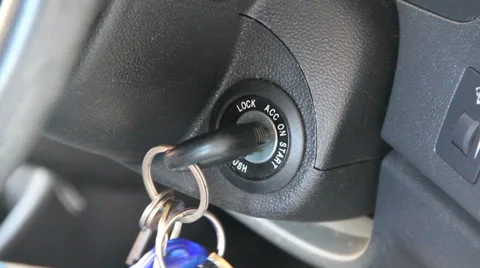 Car Started With Ignition Key Stock Footage
