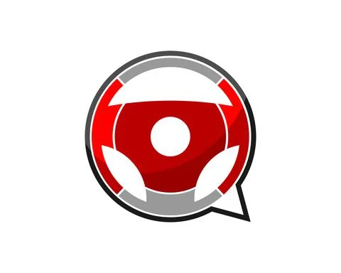 Car steering wheel inside the bubble chat Illustration