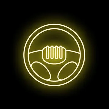 Car steering wheel neon light icon Stock Illustration